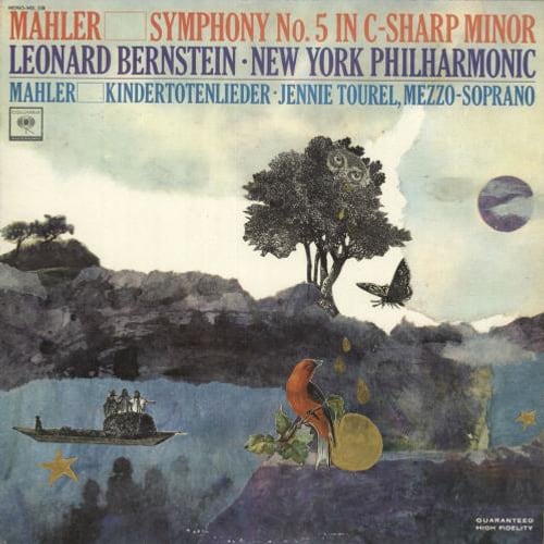 Mahler's Symphony No. 5 conducted by Leonard Bernstein album cover.